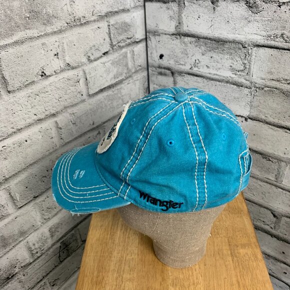 Wrangler "Raised in the Saddle" Adjustable Distressed Trucker Hat - Picture 5 of 6